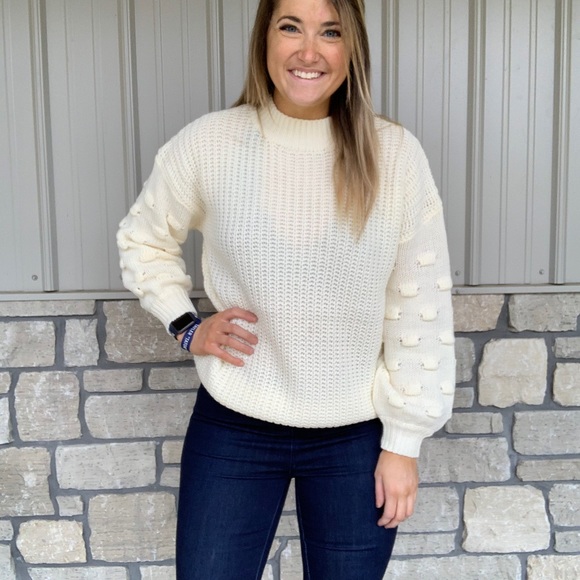 Ivory Polka Dot Sleeve Sweater - Picture 2 of 2